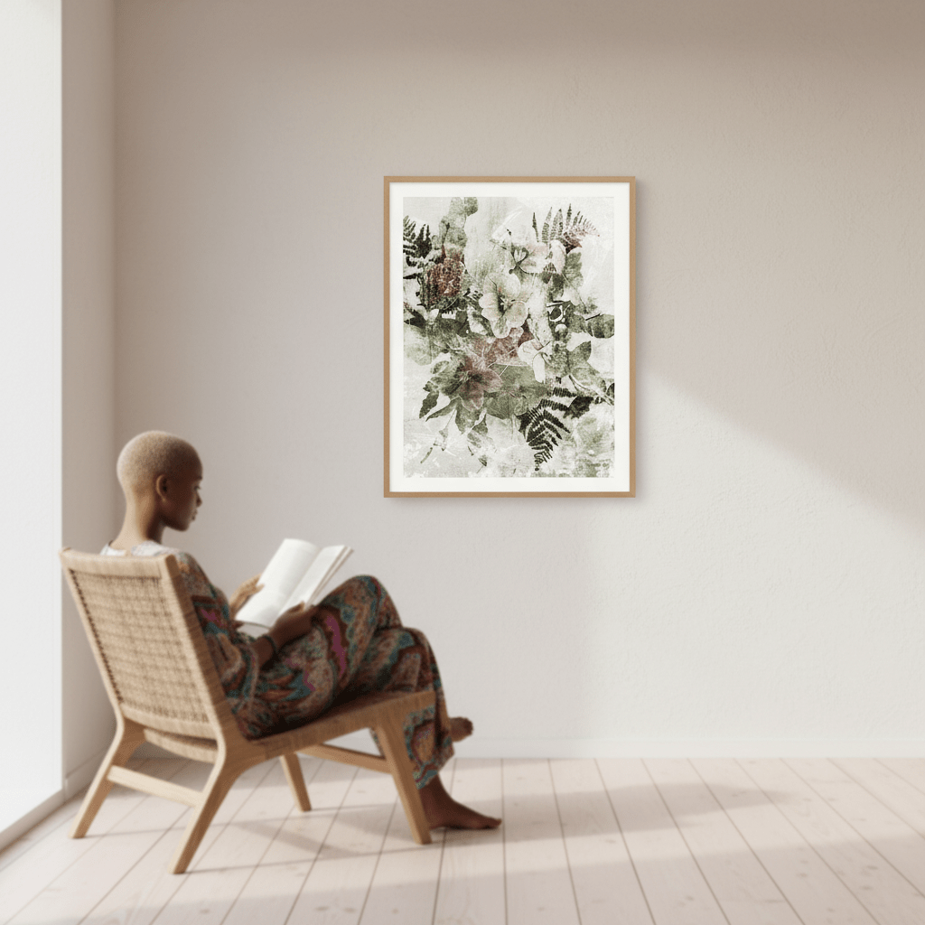 Green Grunge Floral by Deer Muskeeter wall - art - picture - poster