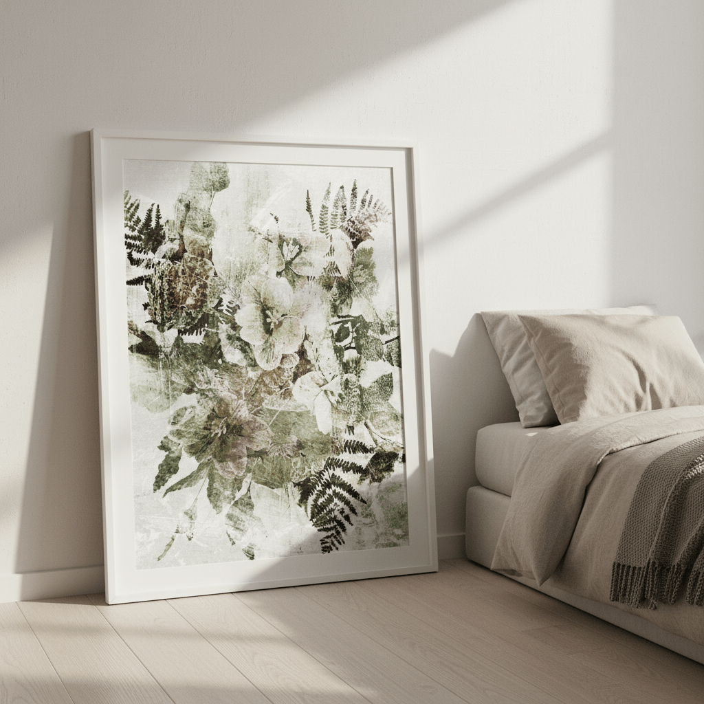 Green Grunge Floral by Deer Muskeeter wall - art - picture - poster