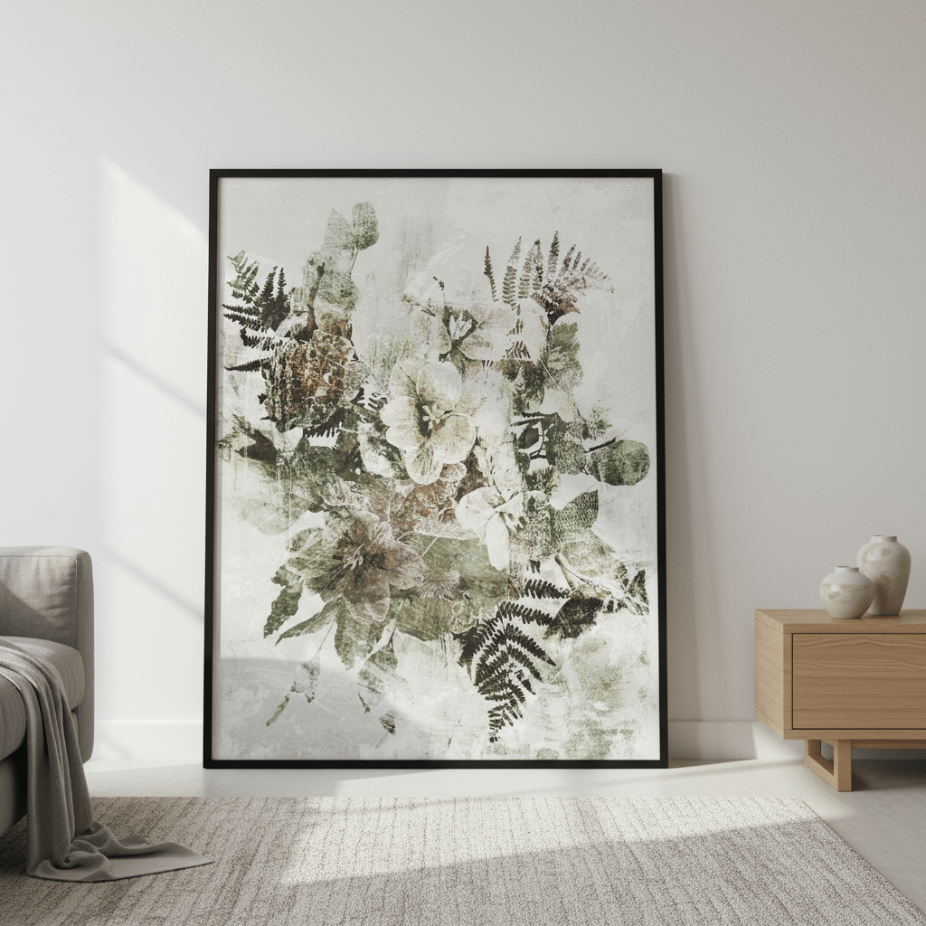 Green Grunge Floral by Deer Muskeeter wall - art - picture - poster