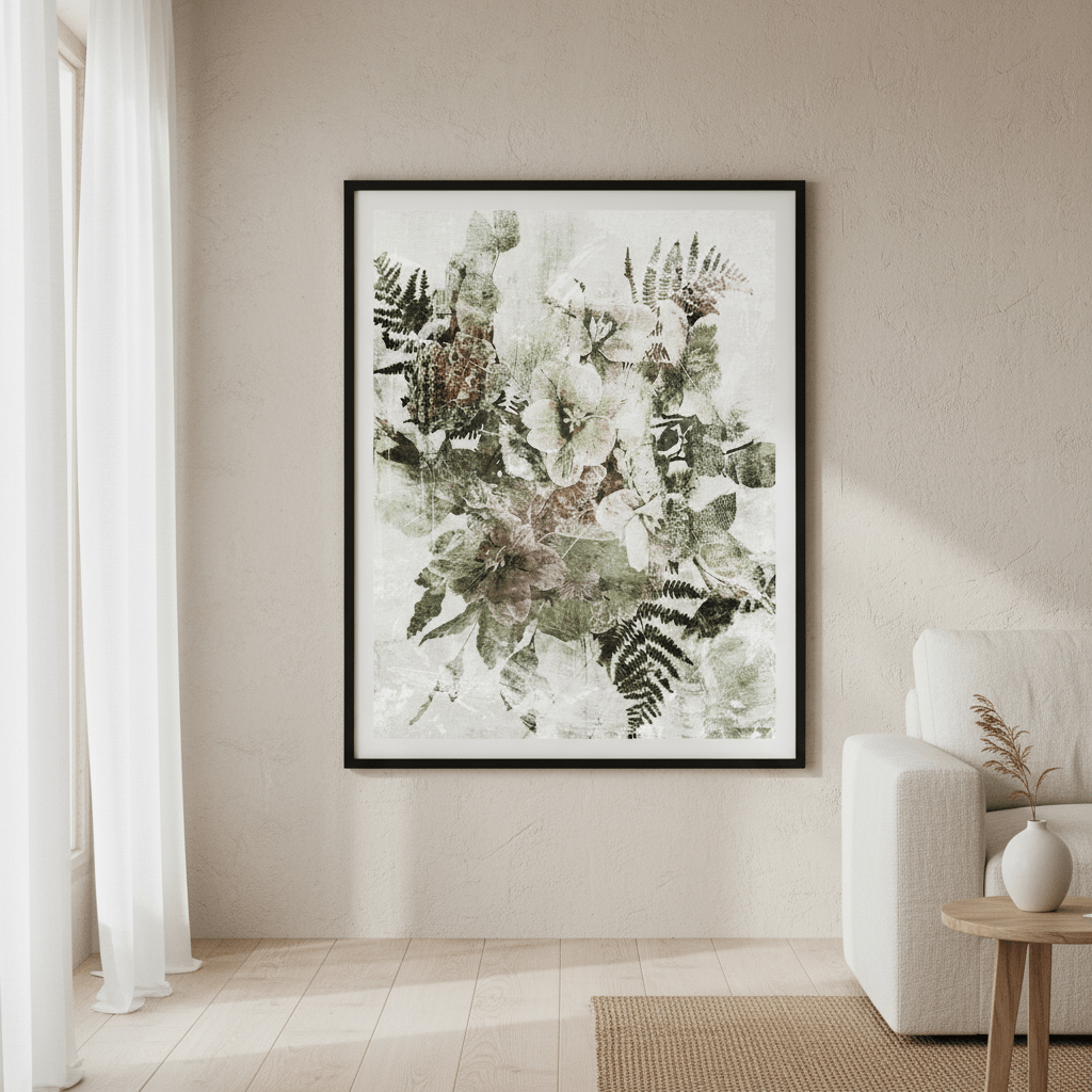 Green Grunge Floral by Deer Muskeeter wall - art - picture - poster