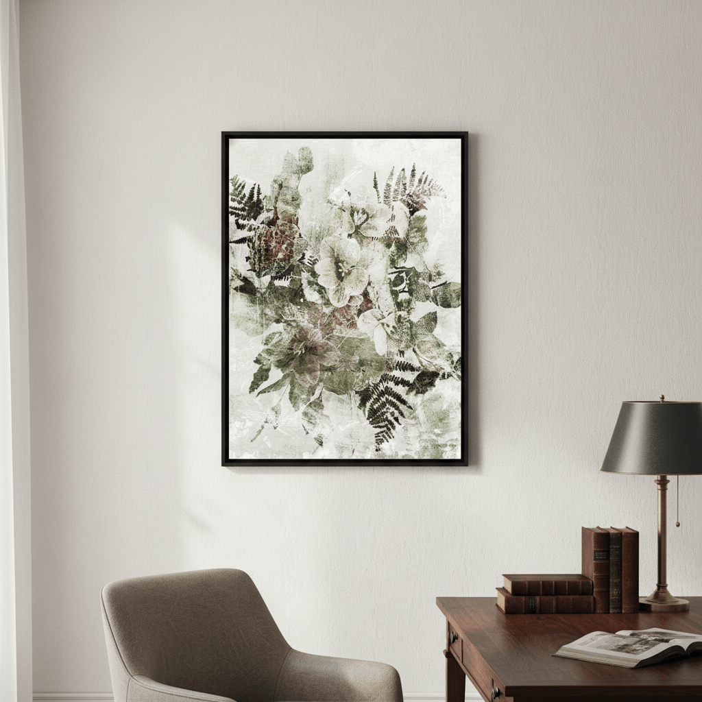 Green Grunge Floral by Deer Muskeeter wall - art - picture - poster
