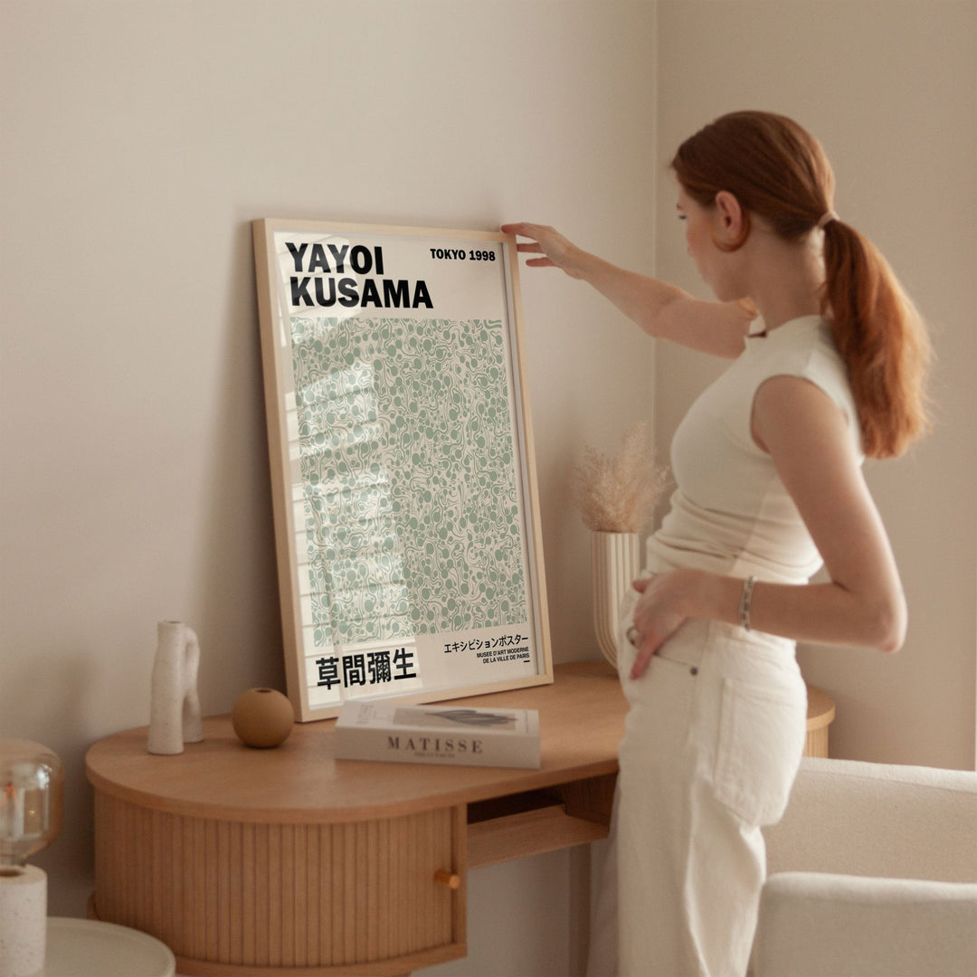 Green Infinity Dots Wall Prints by Yayoi Kusama - Style My Wall