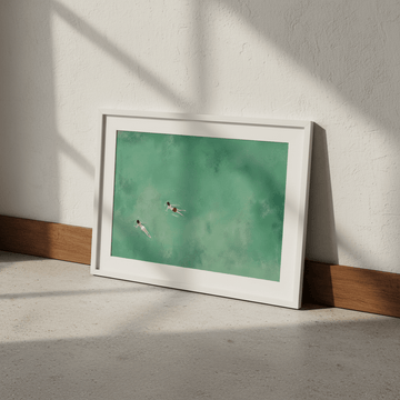 Green Ocean Swimmer Girls Coastal Wall Art Landscape wall - art - picture - poster