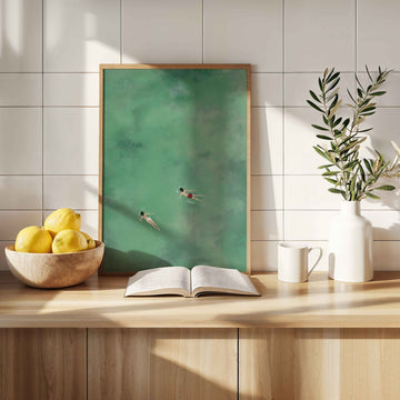 ocean green swimmers wall art print