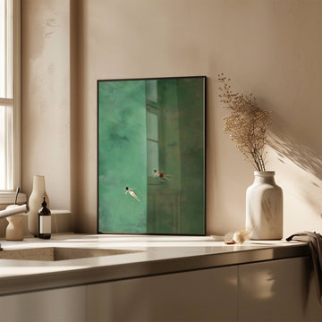 ocean green wall art print black kitchen