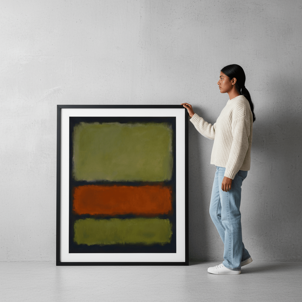 Green on Amber Mark Rothko Inspired Abstract Art wall - art - picture - poster