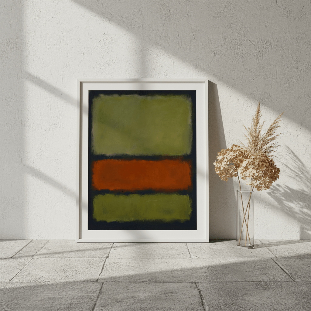 Green on Amber Mark Rothko Inspired Abstract Art wall - art - picture - poster