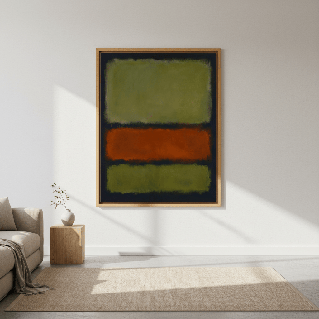 Green on Amber Mark Rothko Inspired Abstract Art wall - art - picture - poster