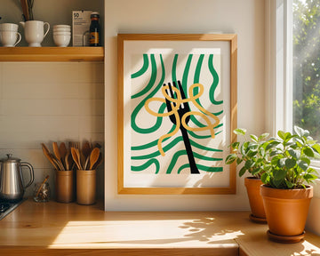 Green Pasta Abstract Fork - Style My Wall