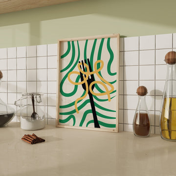 Green Pasta Abstract Fork - Style My Wall