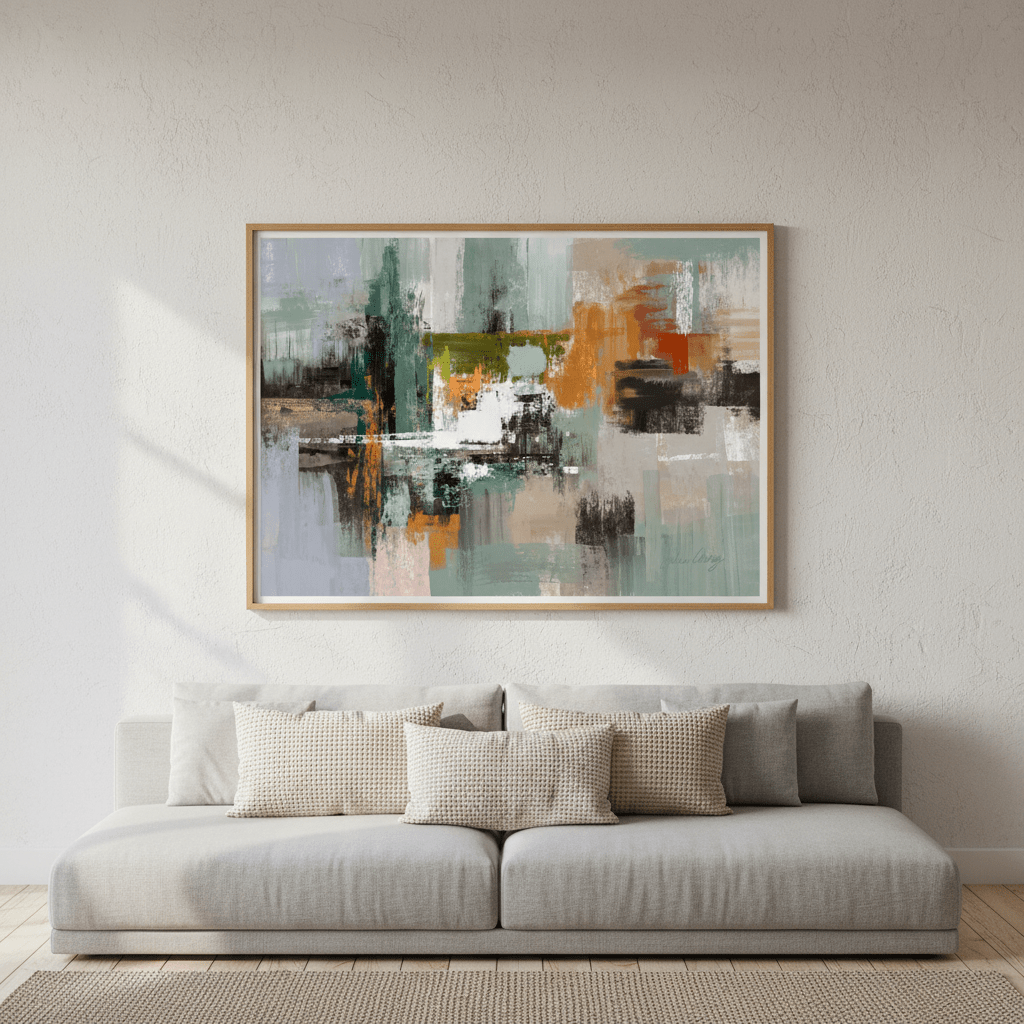 Green Sage Rust Black Abstract by Julia Cheney wall - art - picture - poster