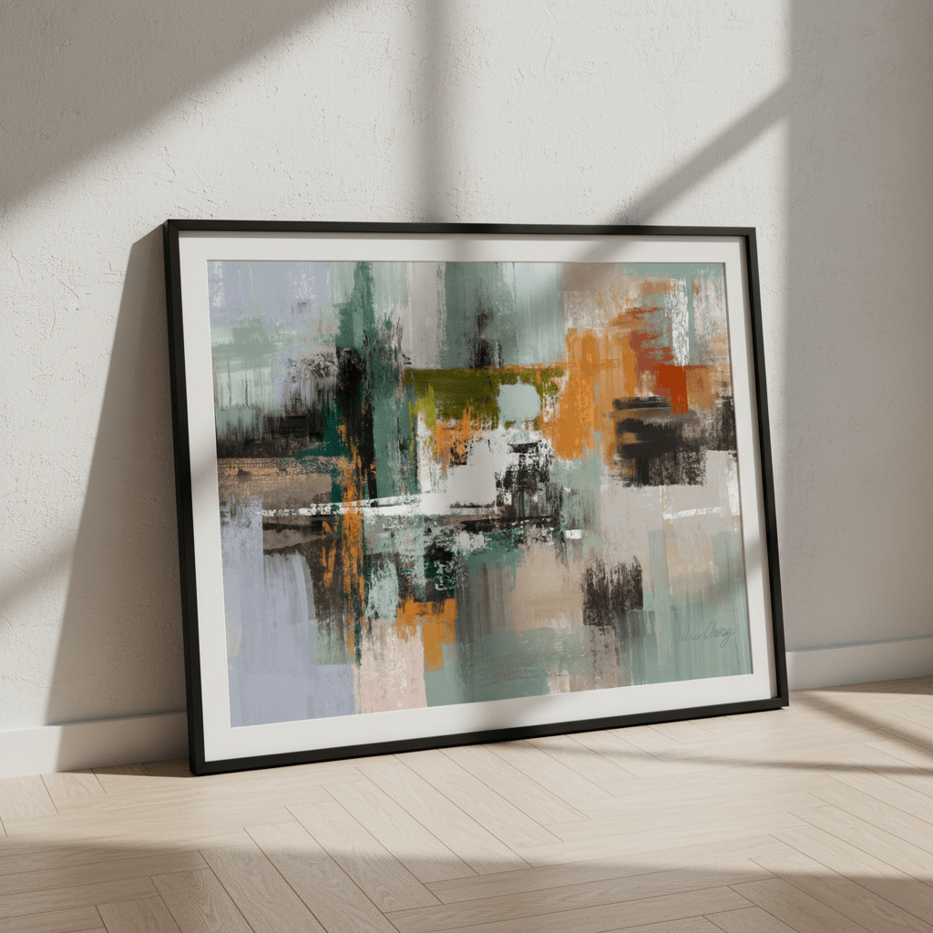 Green Sage Rust Black Abstract by Julia Cheney wall - art - picture - poster