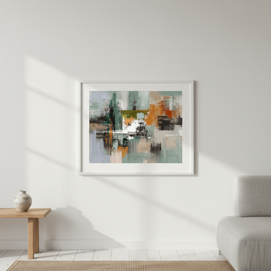Green Sage Rust Black Abstract by Julia Cheney wall - art - picture - poster