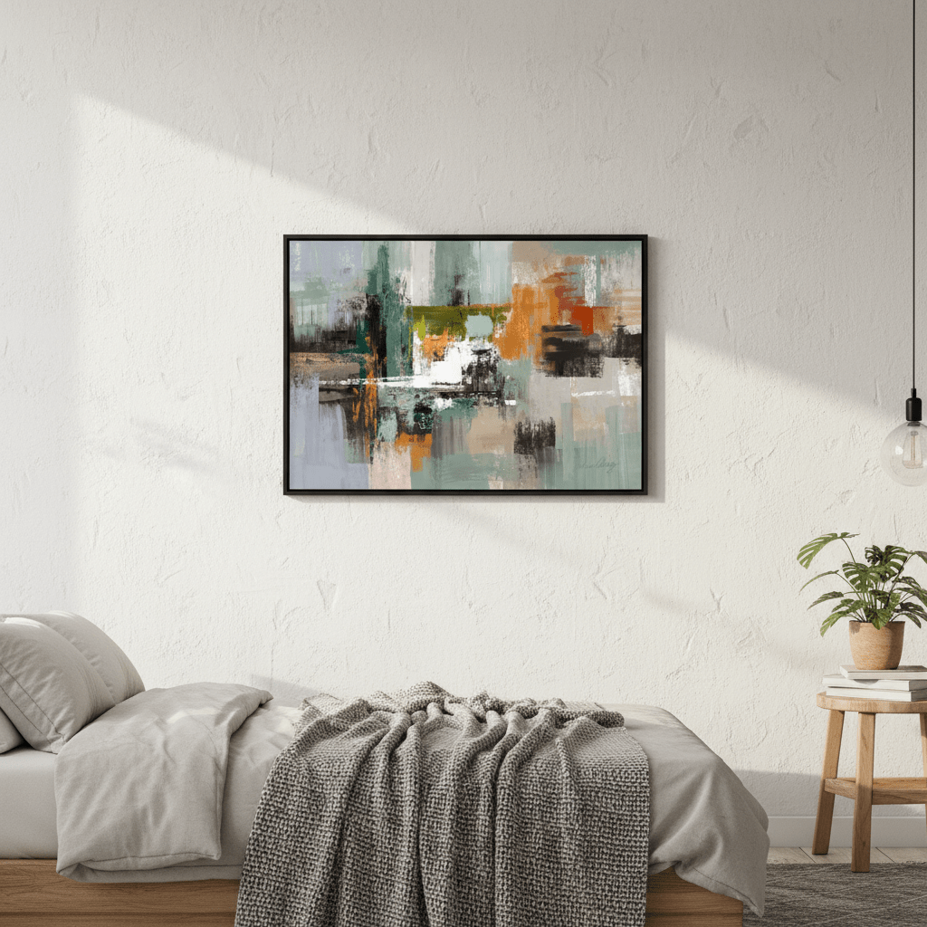 Green Sage Rust Black Abstract by Julia Cheney wall - art - picture - poster