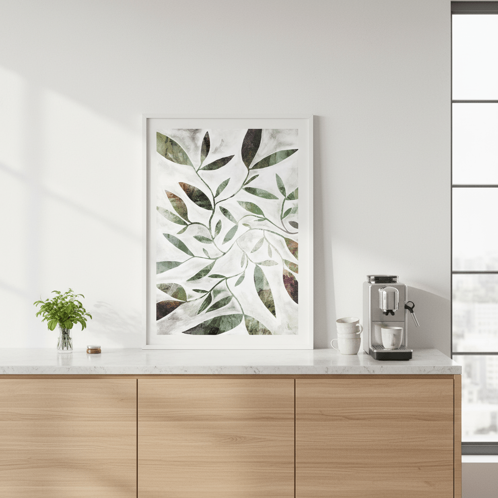 Green Watercolour Leaves by Deer Muskeeter wall - art - picture - poster