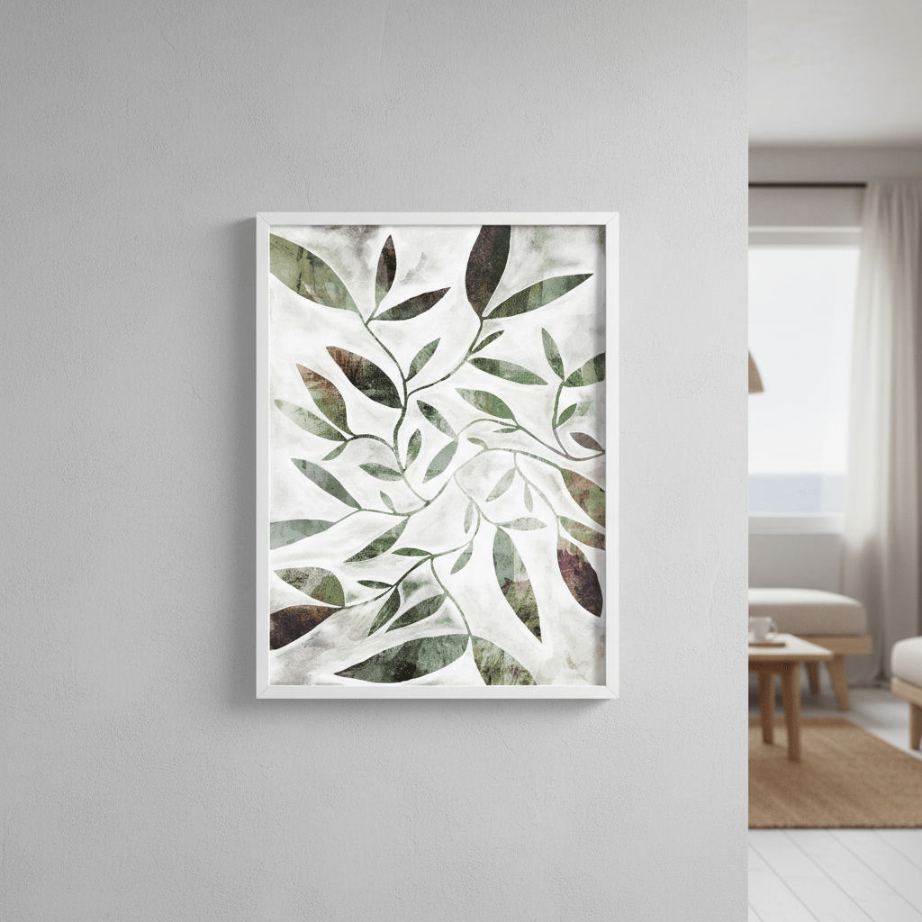 Green Watercolour Leaves by Deer Muskeeter wall - art - picture - poster