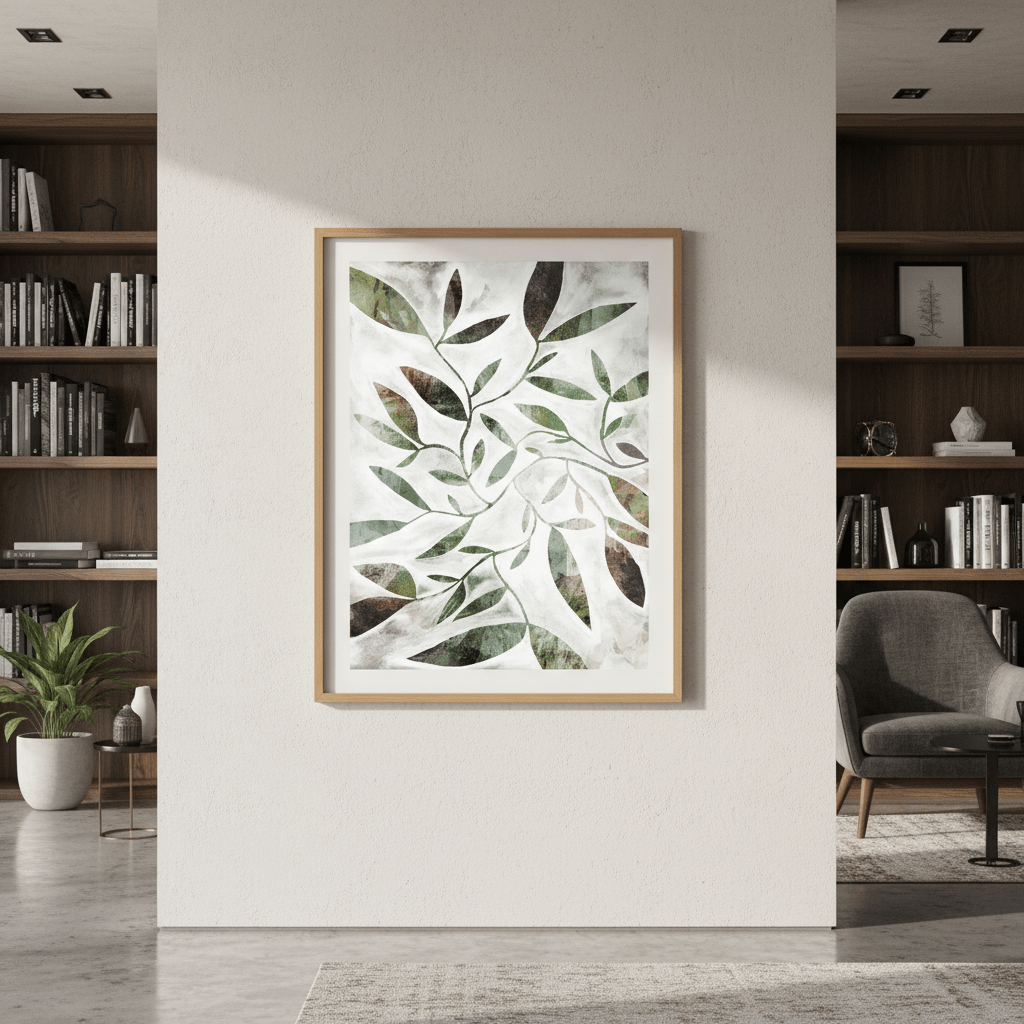 Green Watercolour Leaves by Deer Muskeeter wall - art - picture - poster