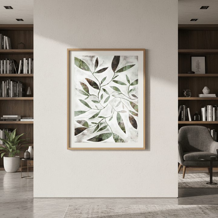 Green Watercolour Leaves by Deer Muskeeter wall - art - picture - poster