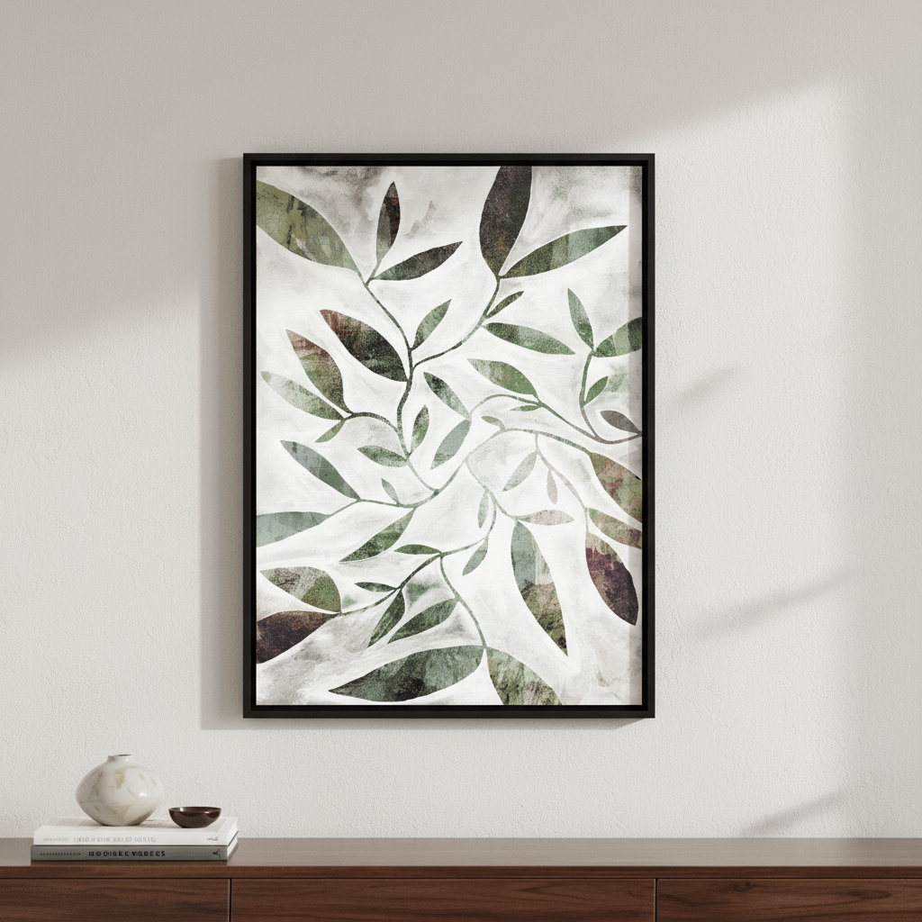 Green Watercolour Leaves by Deer Muskeeter wall - art - picture - poster