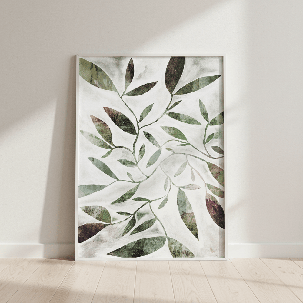 Green Watercolour Leaves by Deer Muskeeter wall - art - picture - poster