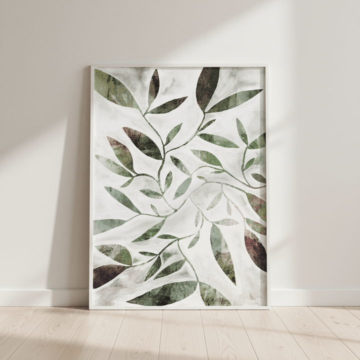 Green Watercolour Leaves by Deer Muskeeter wall - art - picture - poster