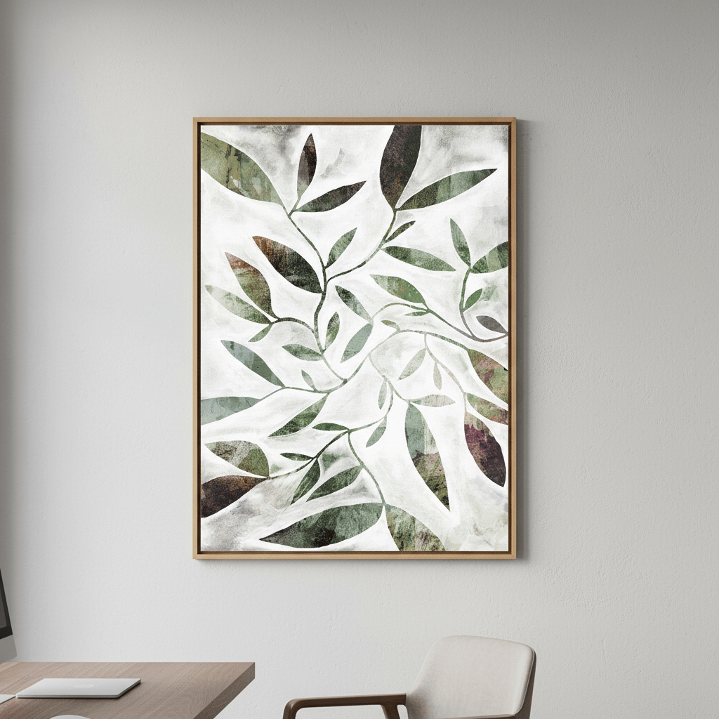 Green Watercolour Leaves by Deer Muskeeter wall - art - picture - poster