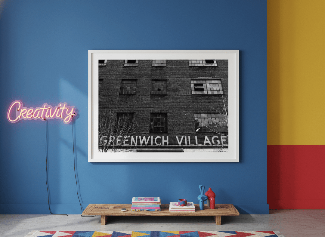 Bold wall art styled in a colourful, eclectic modern home