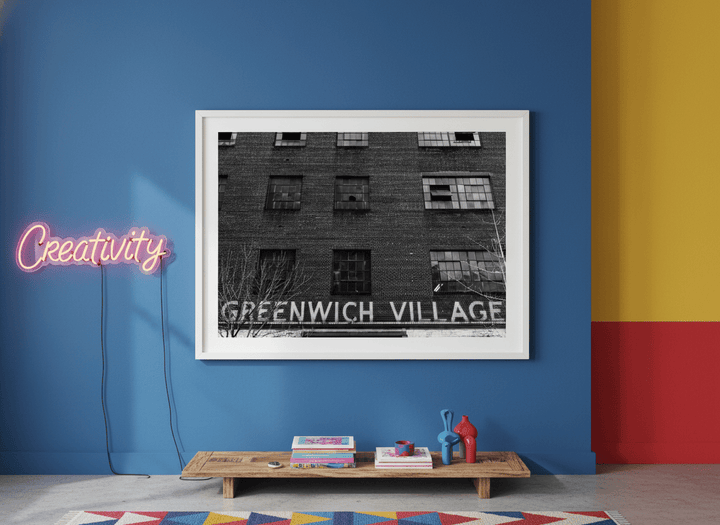 Bold wall art styled in a colourful, eclectic modern home