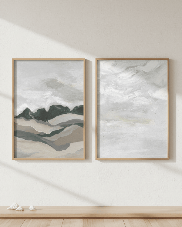 Grey Abstract Sky Duo by Josephine Wianto