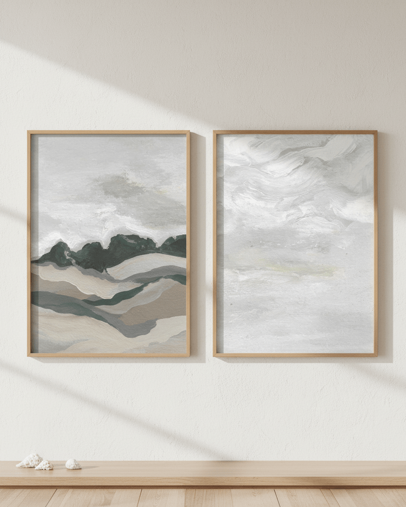 Grey Abstract Sky Duo by Josephine Wianto