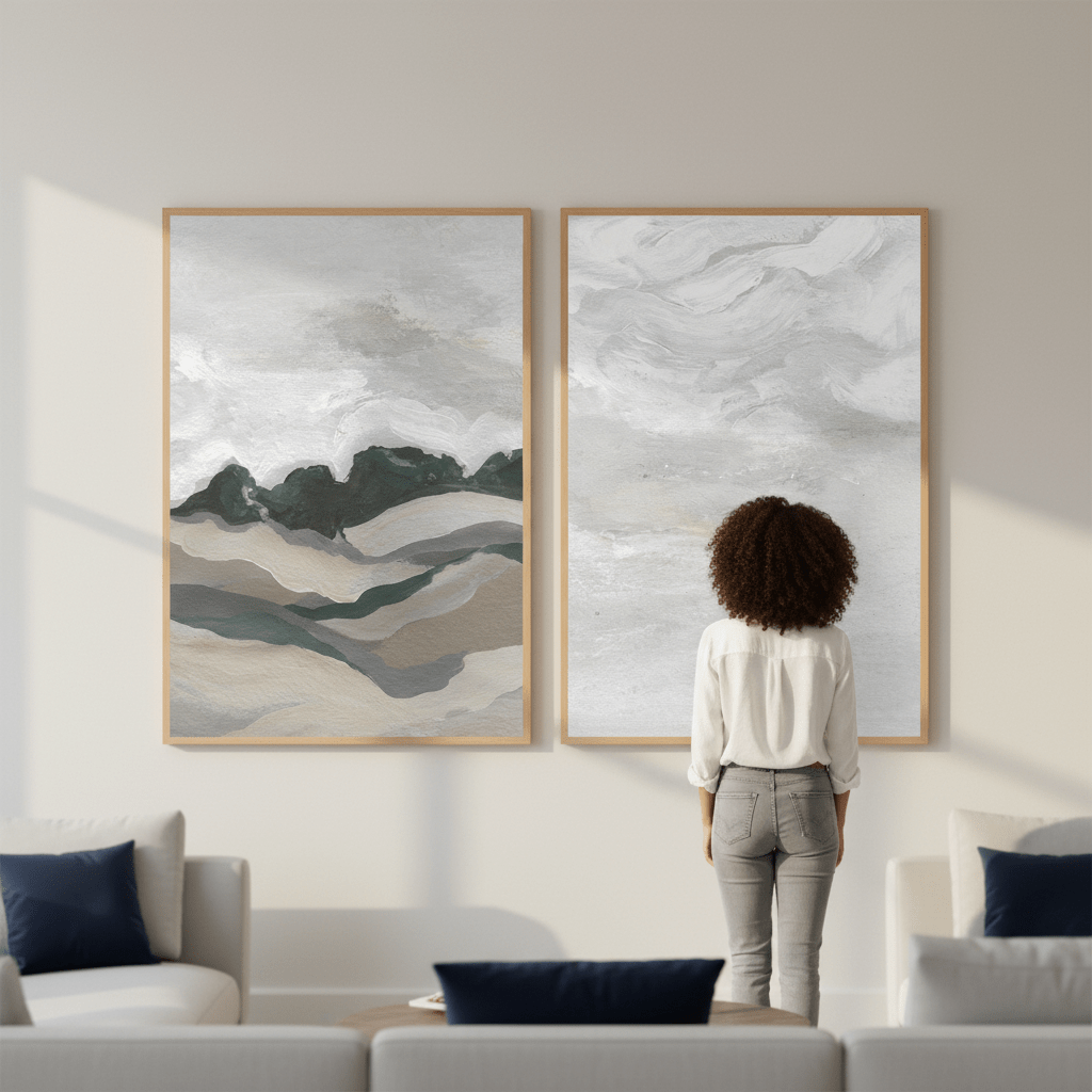 Grey Abstract Sky Duo by Josephine Wianto wall - art - picture - poster
