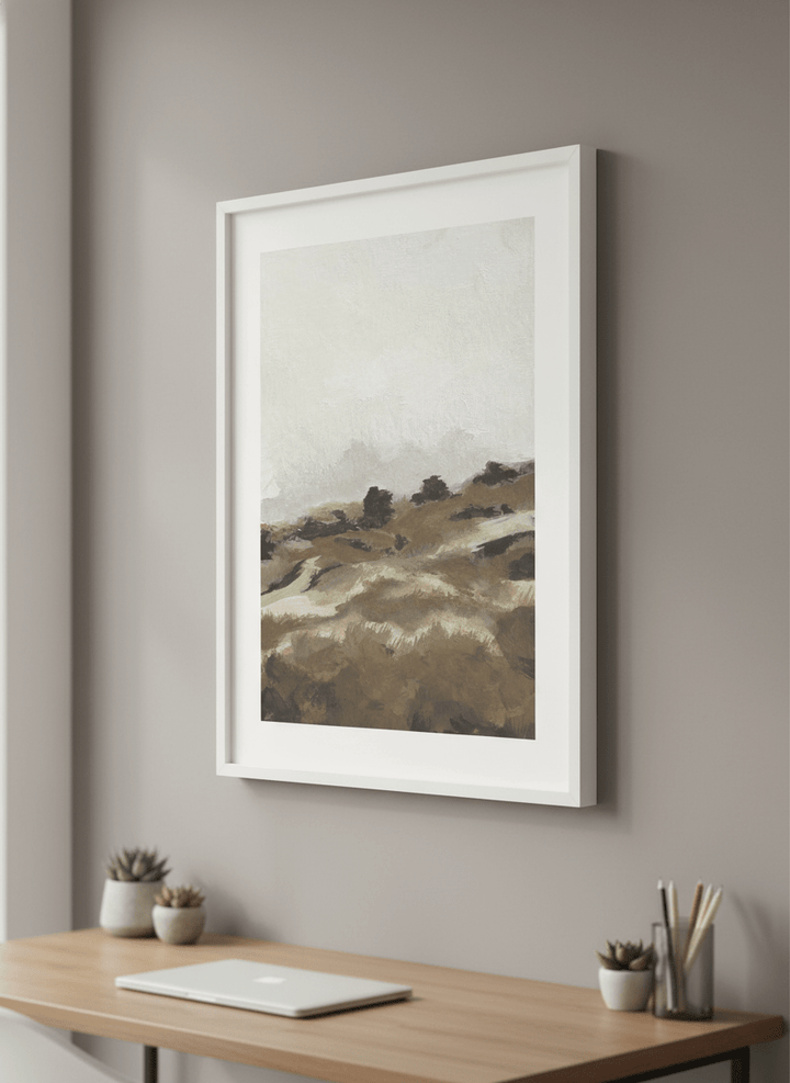 Contemporary wall art featured in a bright modern office workspace