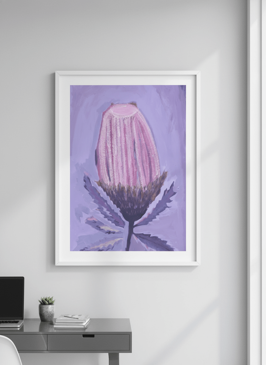 Contemporary wall art featured in a bright modern office workspace