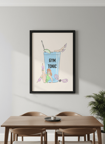 Wall art styled above a dining table in a contemporary home