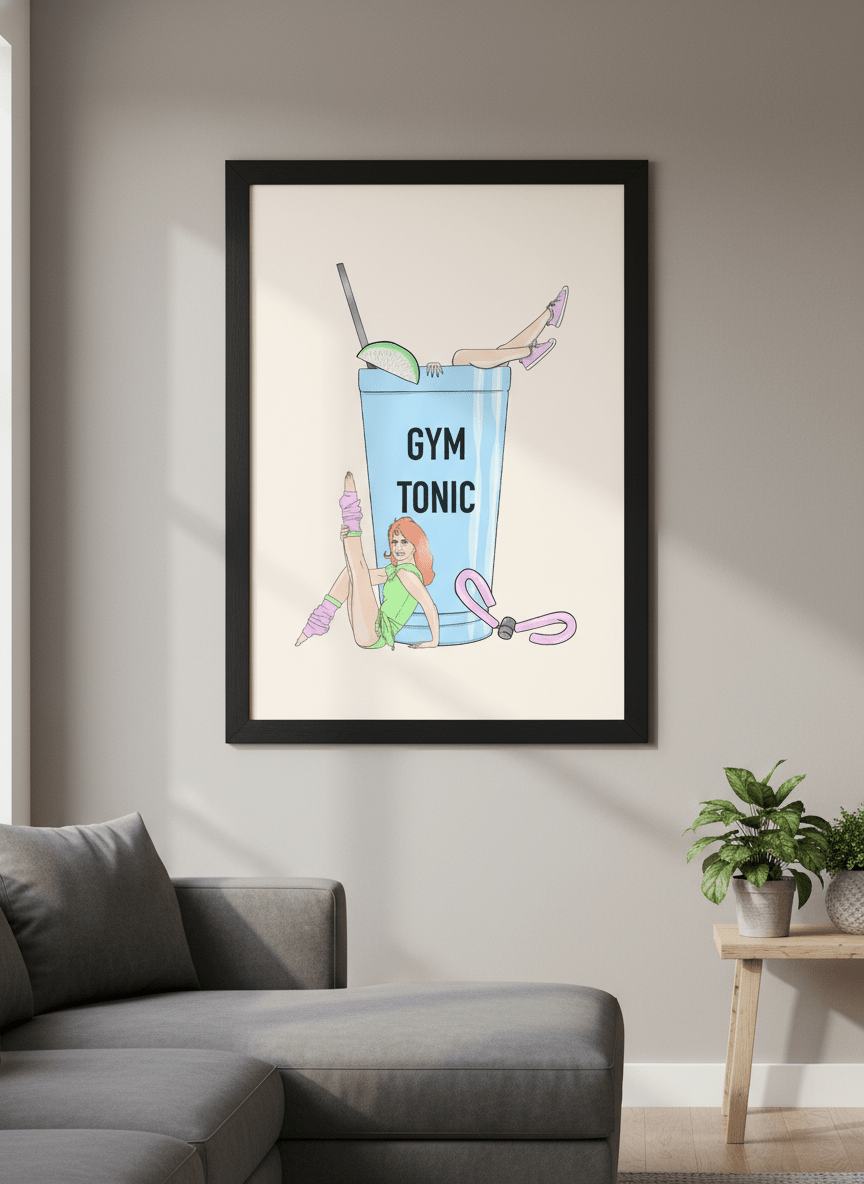 Modern wall art styled above a sofa in a neutral living room