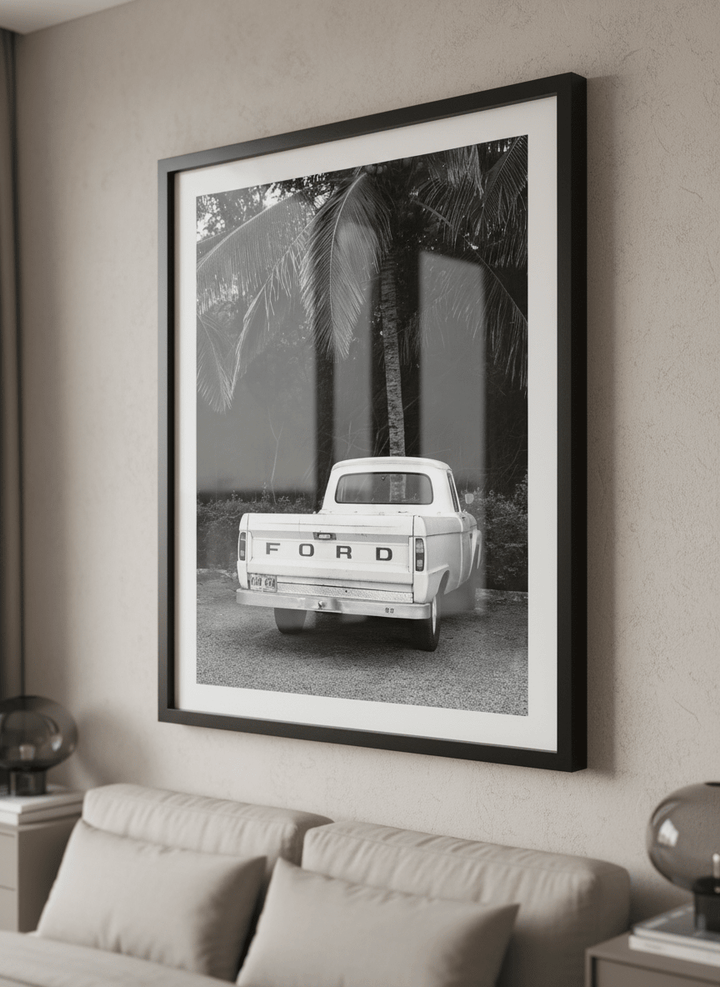 Minimalist artwork displayed in a calm, light-filled bedroom interior