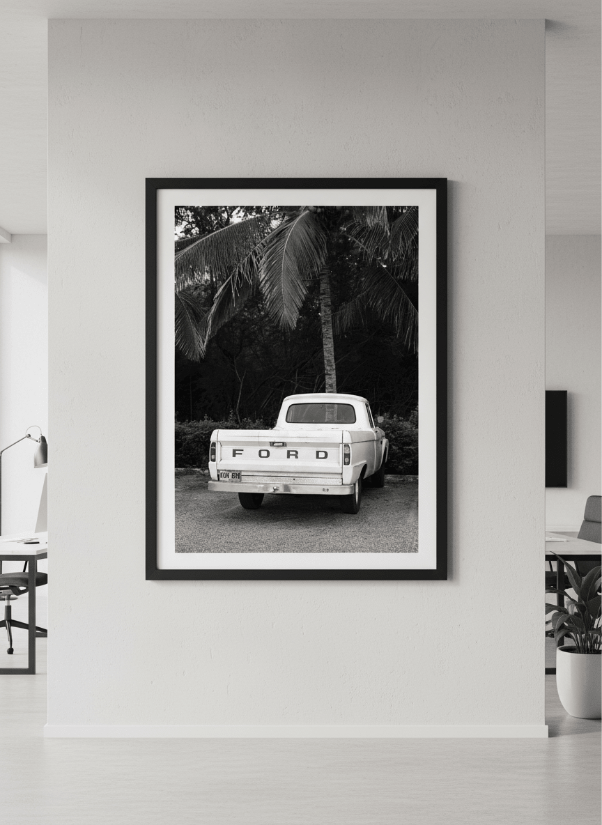 Contemporary wall art featured in a bright modern office workspace