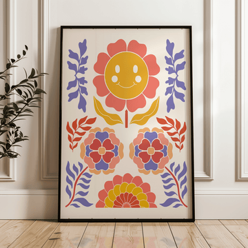 Happy Retro Flowers Artwork - Style My Wall