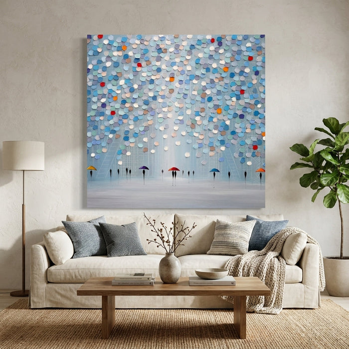 Happy Sunny Rain By Ekaterina Ermilkina | Canvas Square Print