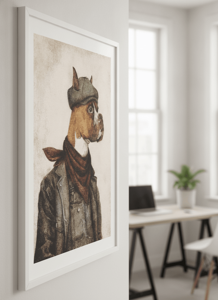 Contemporary wall art featured in a bright modern office workspace