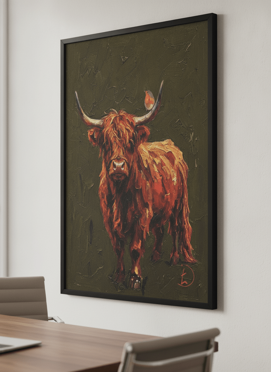 Contemporary wall art featured in a bright modern office workspace