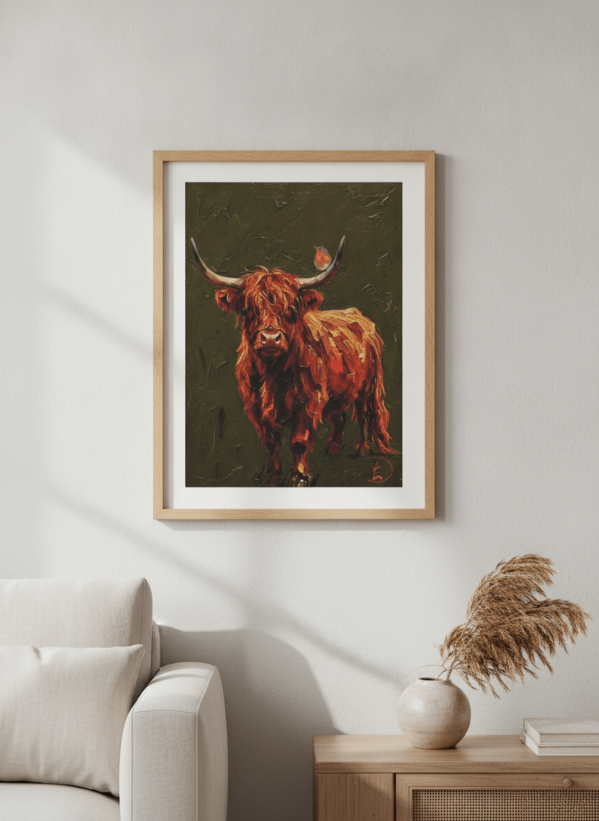 Modern wall art styled above a sofa in a neutral living room