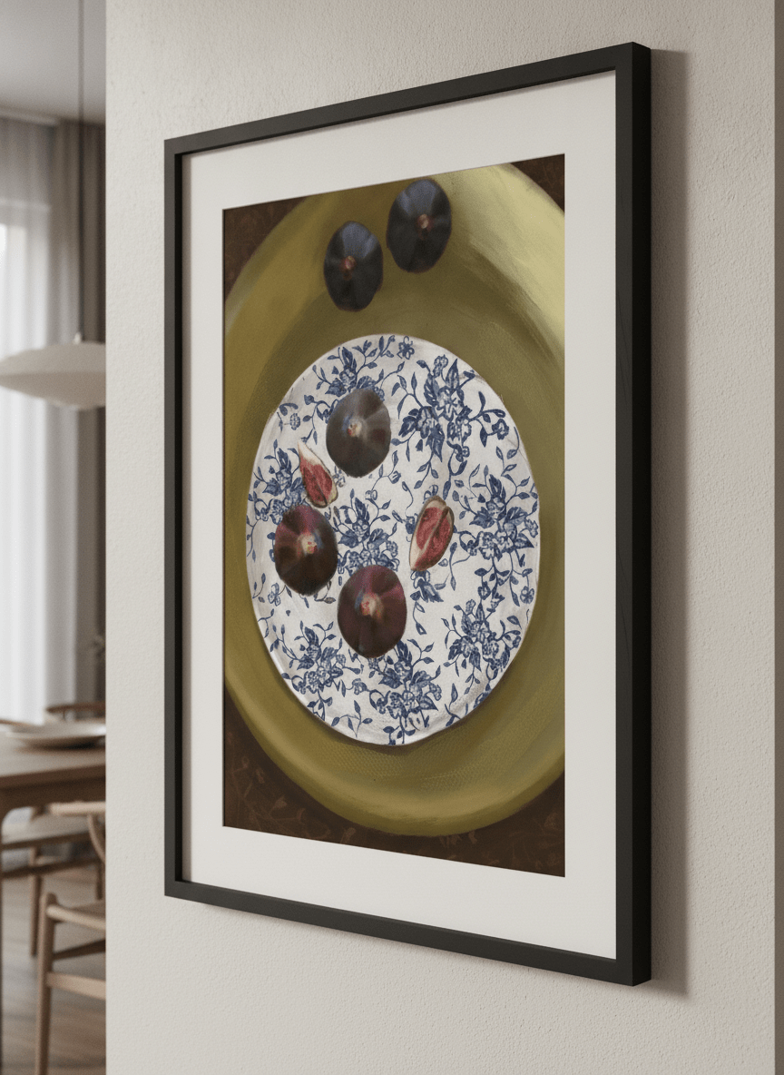 Wall art styled above a dining table in a contemporary home