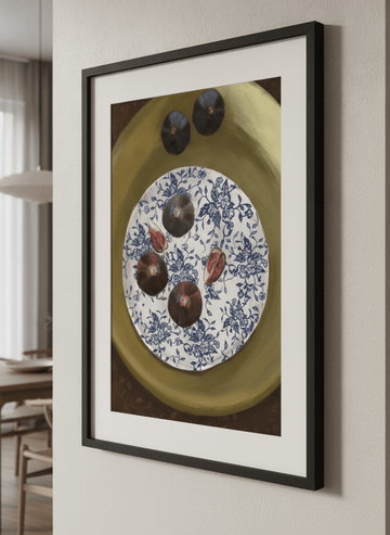 Wall art styled above a dining table in a contemporary home