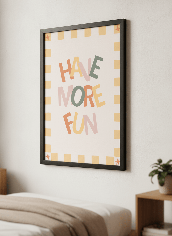 Minimalist artwork displayed in a calm, light-filled bedroom interior