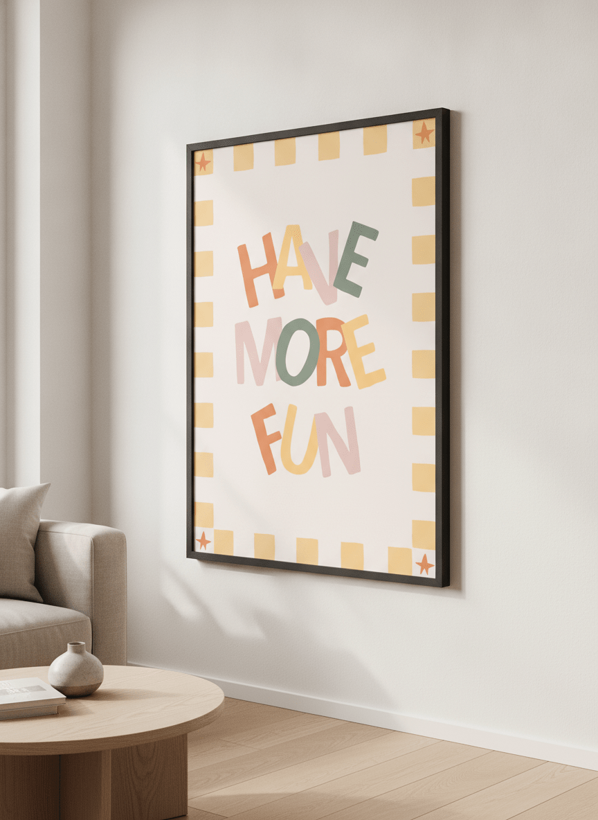 Modern wall art styled above a sofa in a neutral living room
