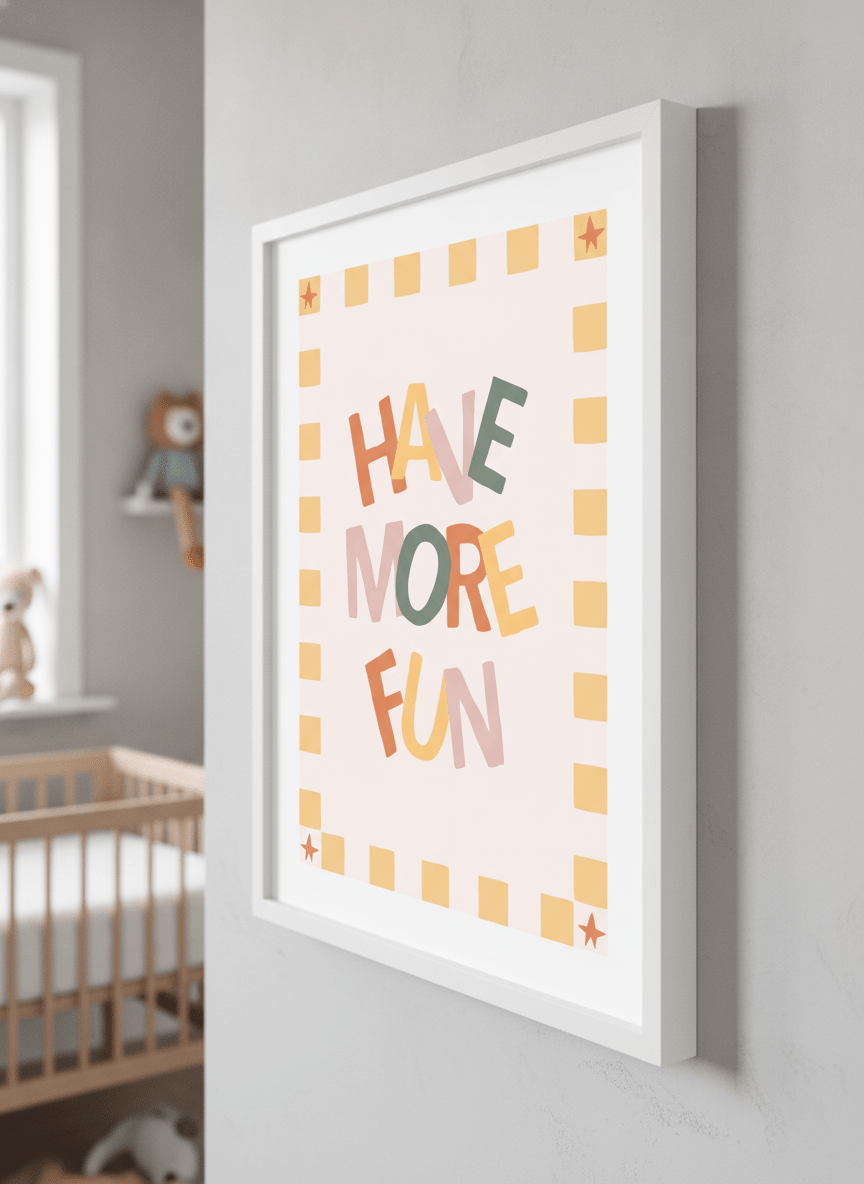 Soft neutral wall art styled in a serene nursery with pastel tones