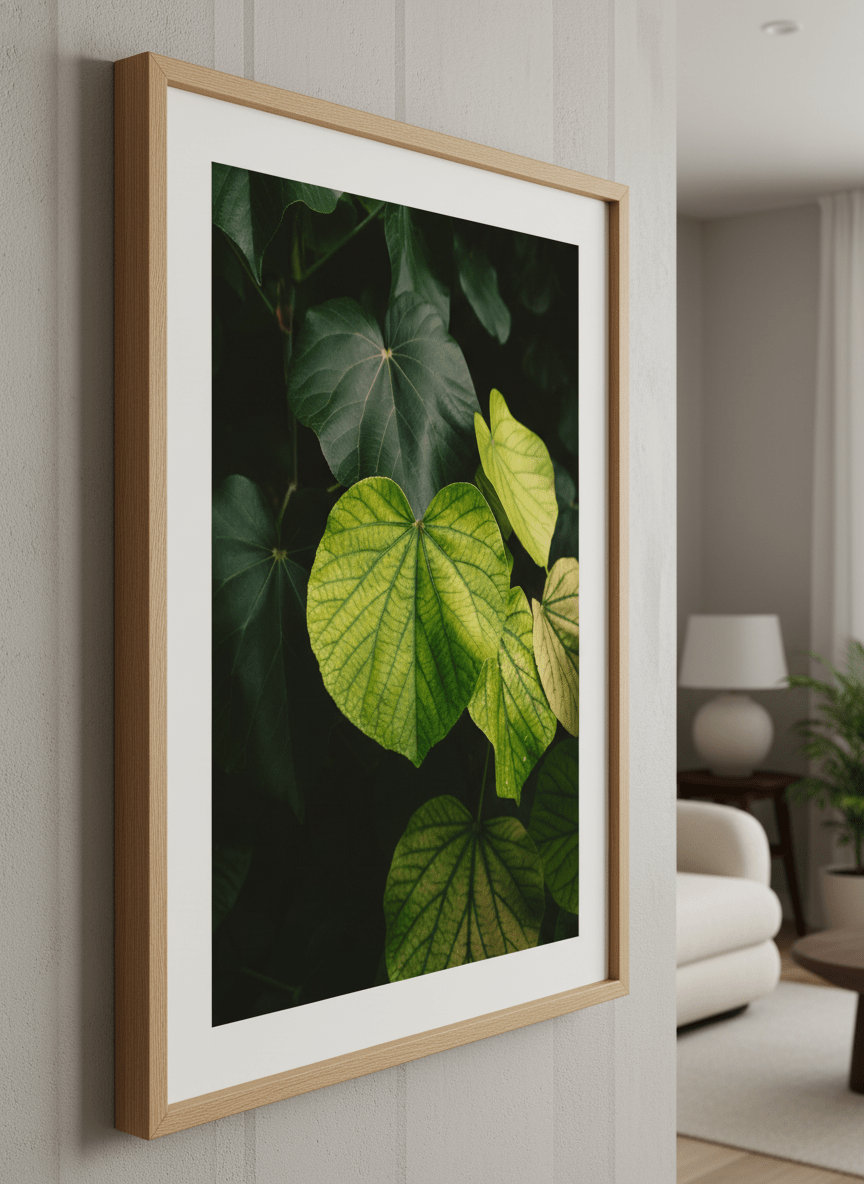 Modern wall art styled above a sofa in a neutral living room