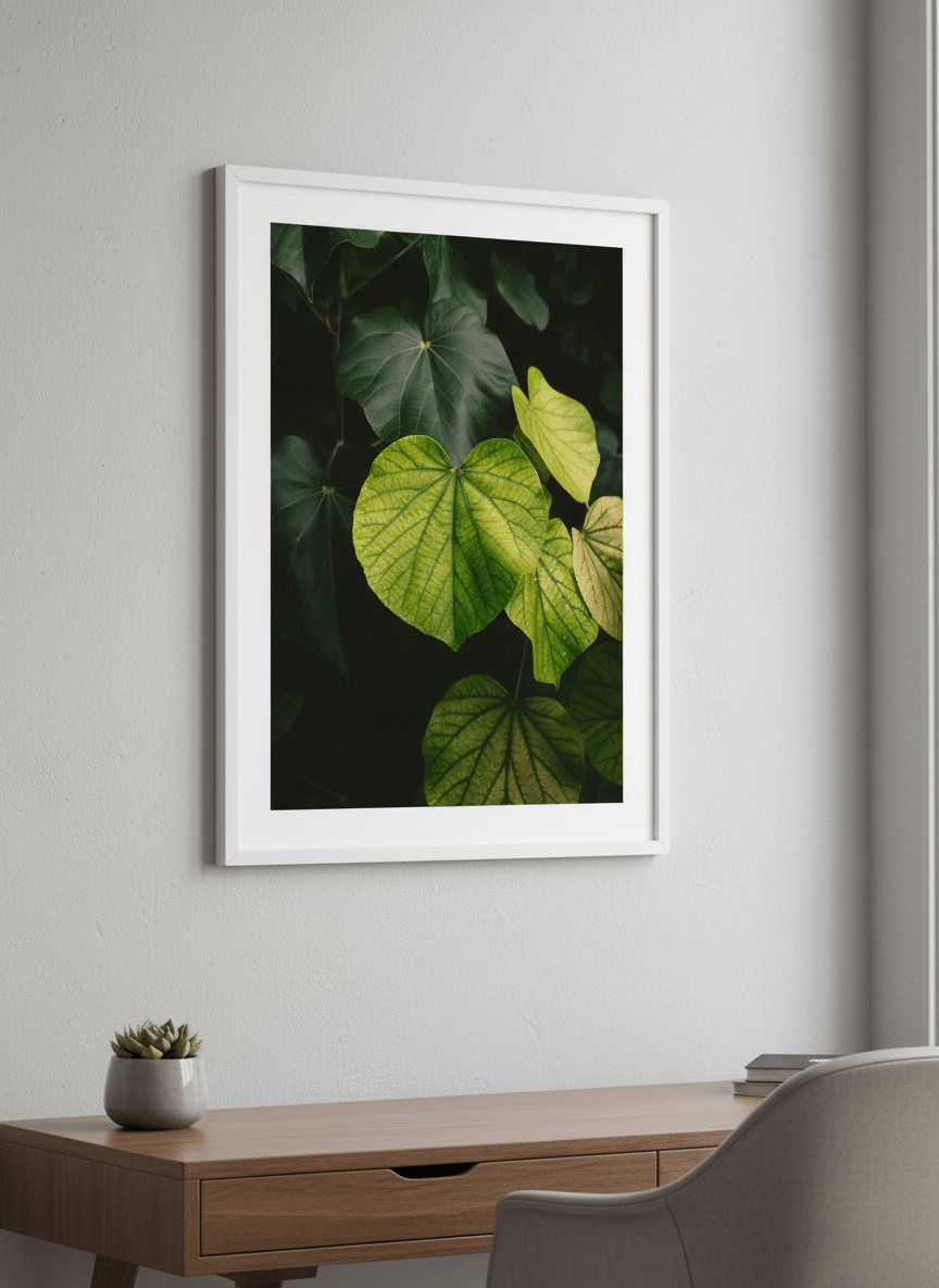 Contemporary wall art featured in a bright modern office workspace
