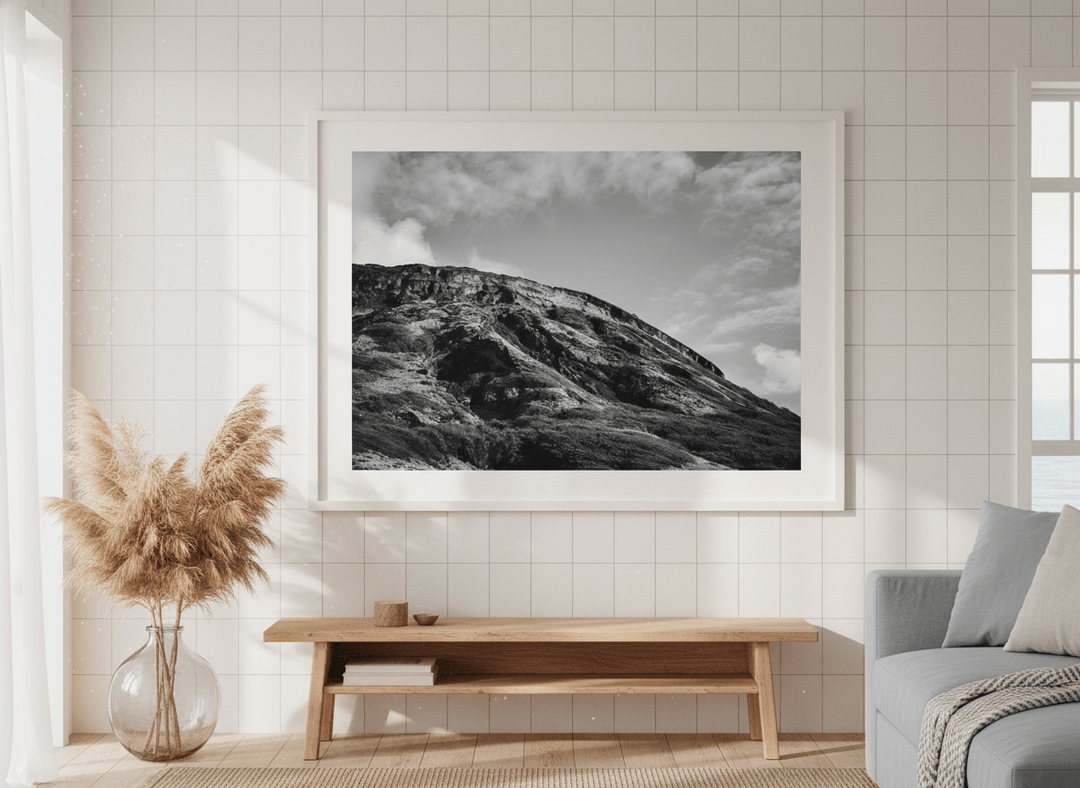Neutral wall art displayed in a sunny coastal beach house